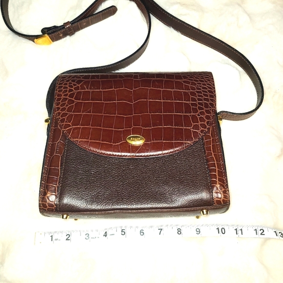 Bally Brown Crocodile Crossbody Bag with Gold Hardware - Picture 11 of 12